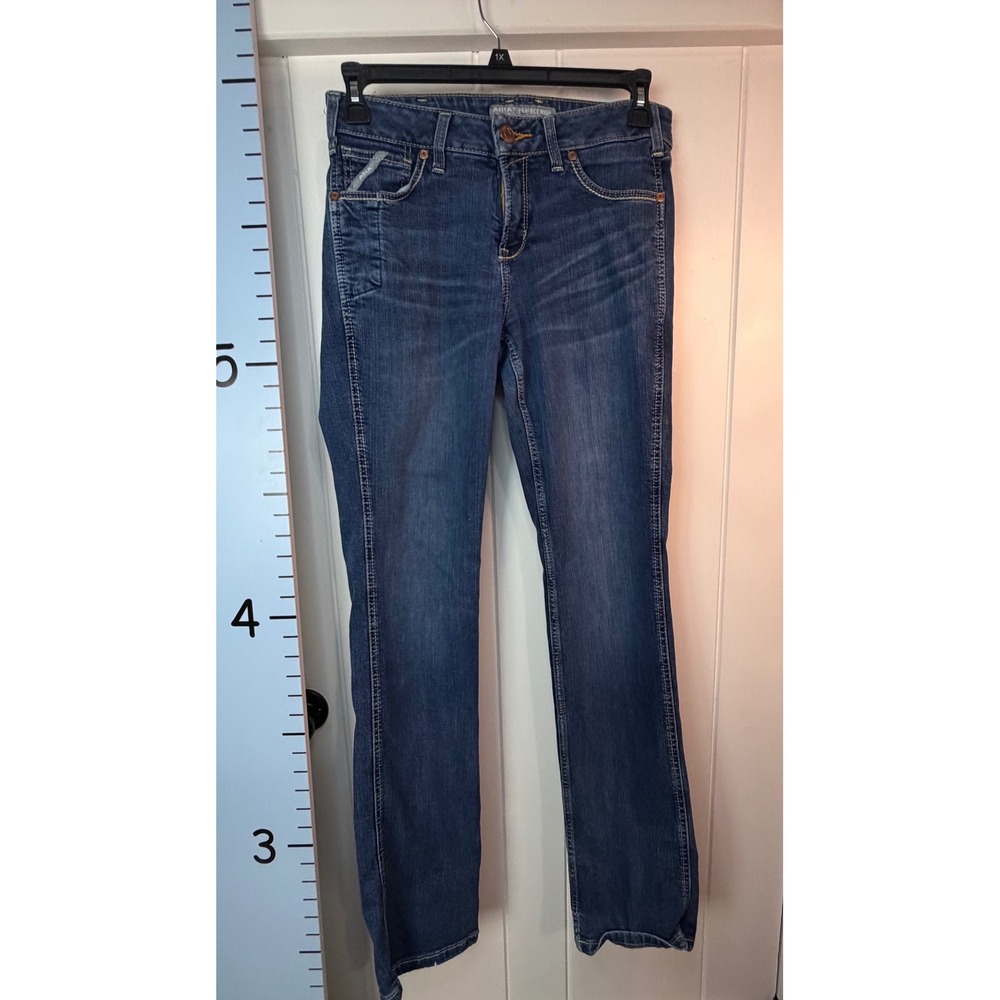 Ariat Rebar Perfect Rise Straight Blue Jeans 29L Riveter Atlanta 2551 Distressed